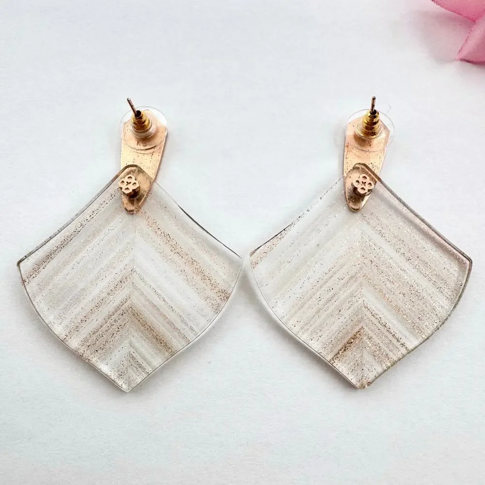 Kendra Scott Astoria Earrings In Brown Dusted Glass Glittery Leaf Designer Chic